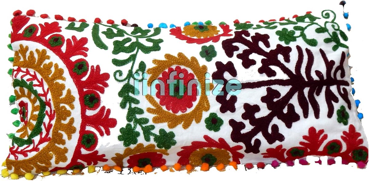 Cushion Covers 30x60 cm - Handgemaakte Katoen - Suzani Borduurwerk - Perfect voor Sofa - SnelShoppen