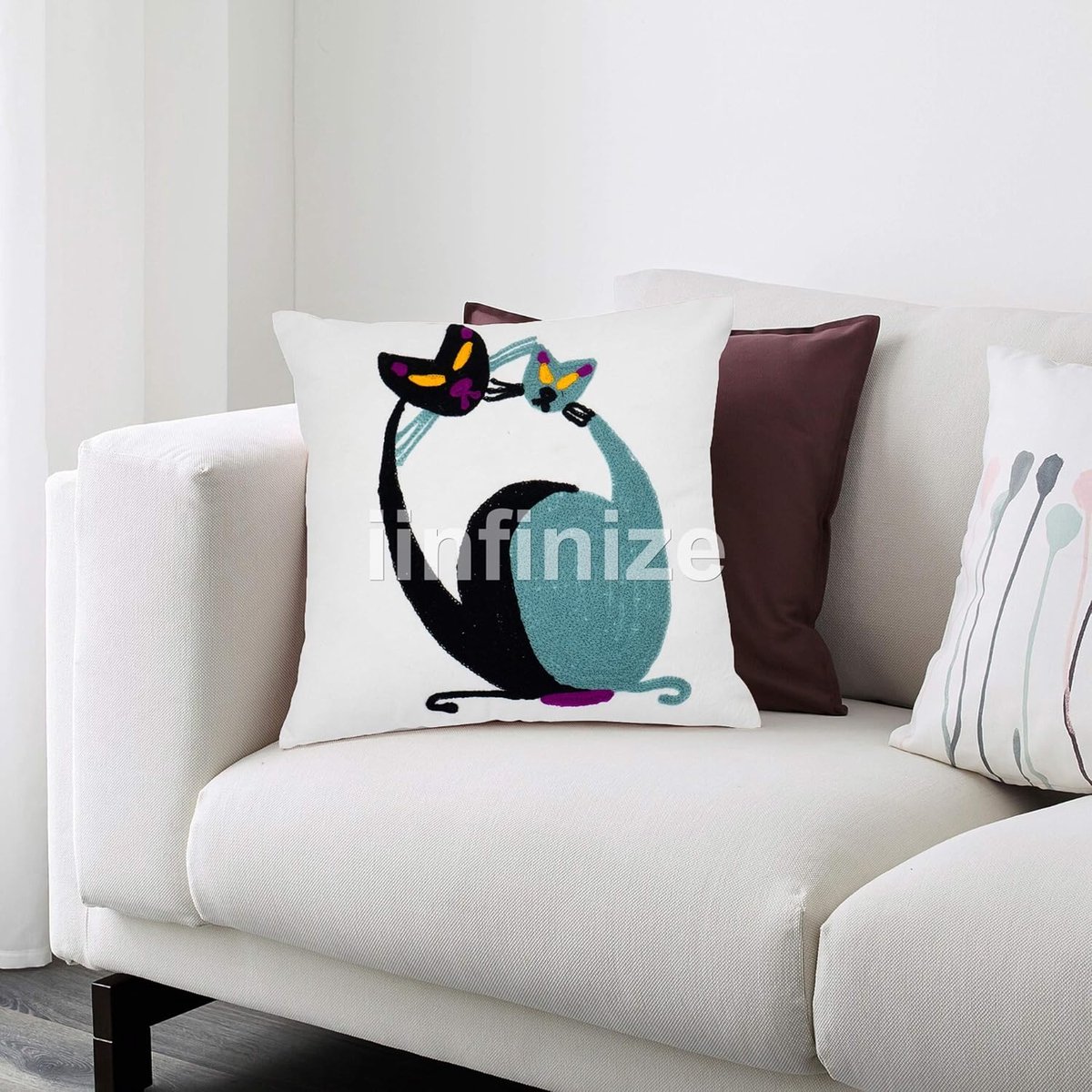 Kussenhoes 40x40cm - Boho Bloemmotief - Traditionele Katoen Wol Borduurwerk - Perfect voor Woonkamer Decoratie - SnelShoppen