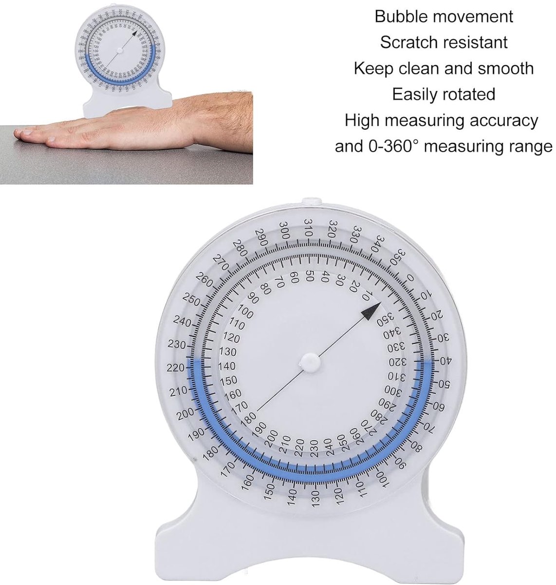 Krasbestendige Bellen-inclinometer-meter, Goede Afdichting, Gemakkelijke Rotatie Om Bewegingsbereik Te Meten (Blauw) Meetinstrumenten