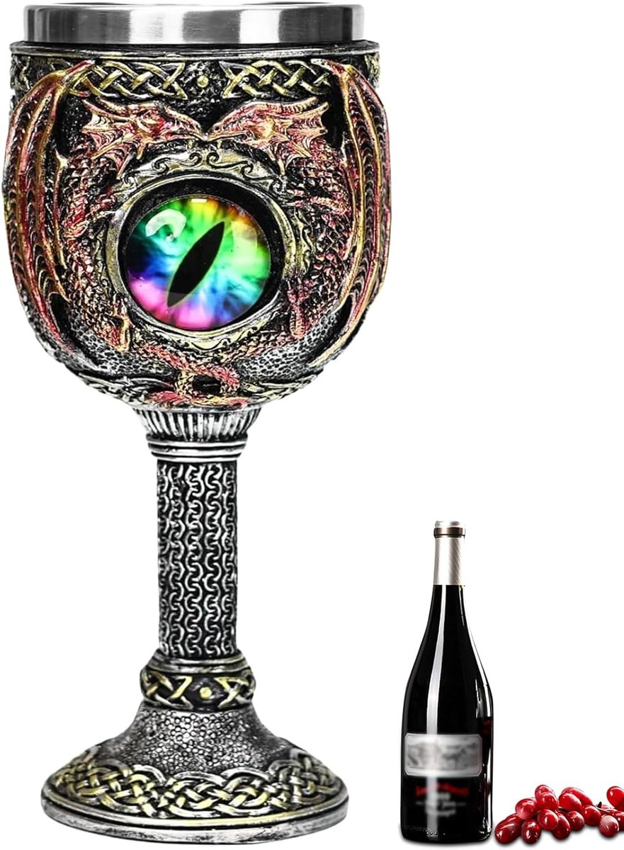 Dragon Eye beker, middeleeuwse wijnkelk, gotische draak wijnbeker, pterosaurus oog van de draken beker, gepersonaliseerde geschenken verzamelobjecten voor fantasieliefhebber, gotisch