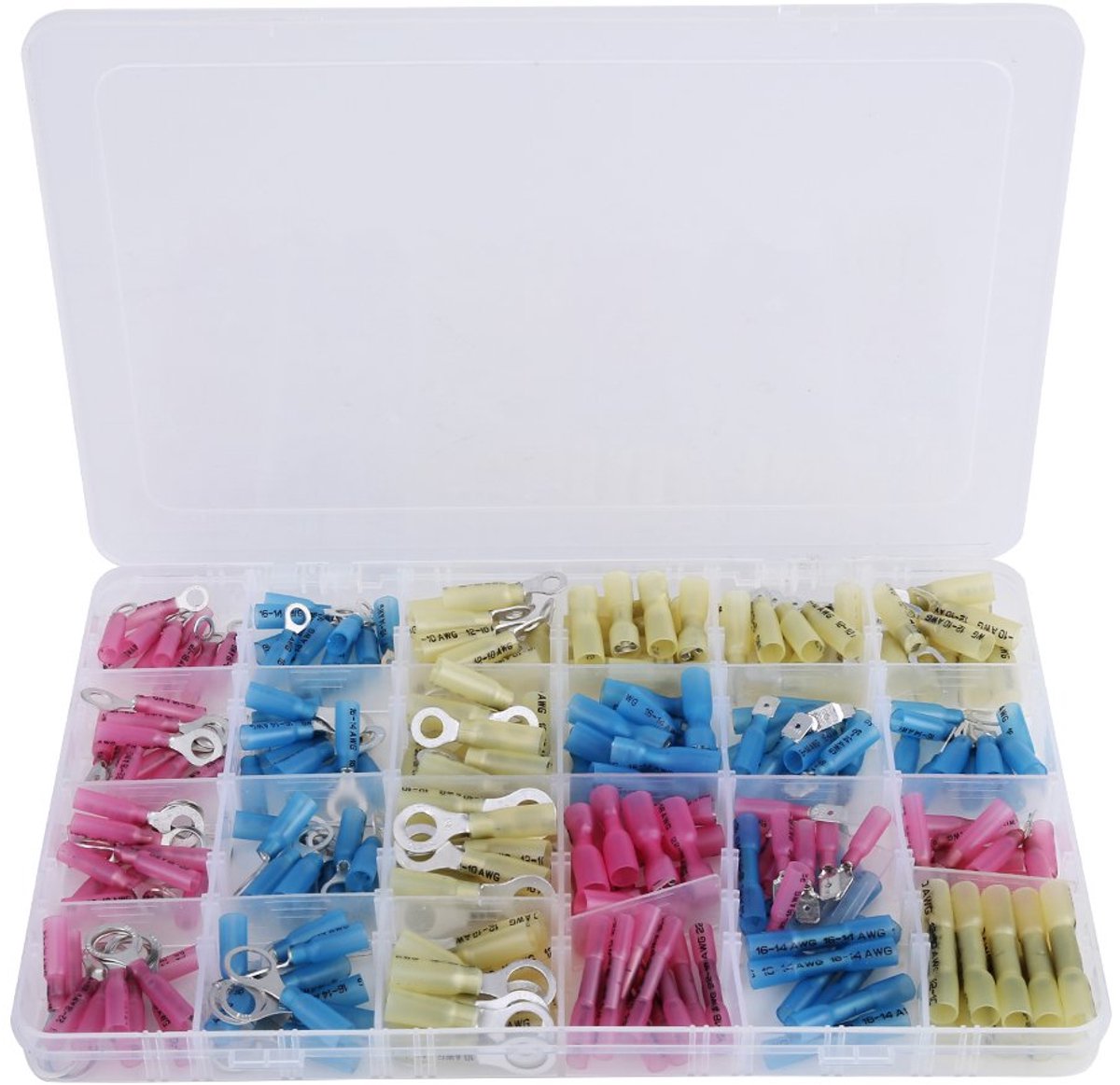 240 STKS 飐oleerde Krimpkous Elektrische Butt Connectoren Draad Terminal Assortiment Set Kit Rood & Blauw & el