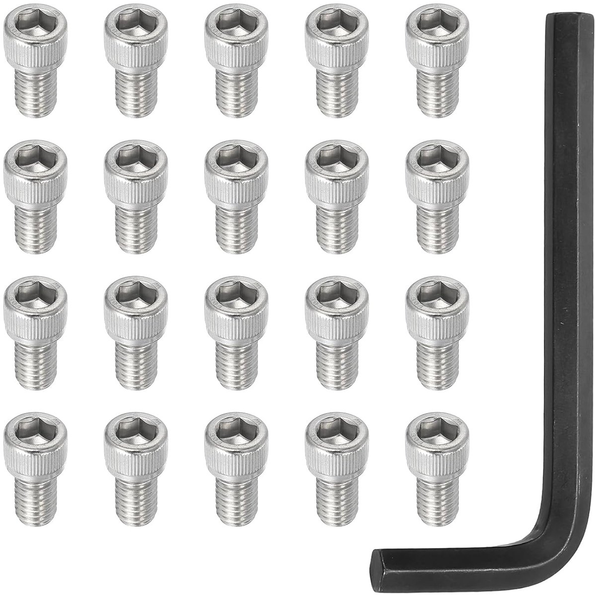 10 stuks roestvrijstalen cilinderschroeven met binnenzeskant schroeven 3/8"-16x1/2", zilveren cilinderkopschroeven, set met zwarte zeskantsleutel voor auto, fiets, motorfiets, machine