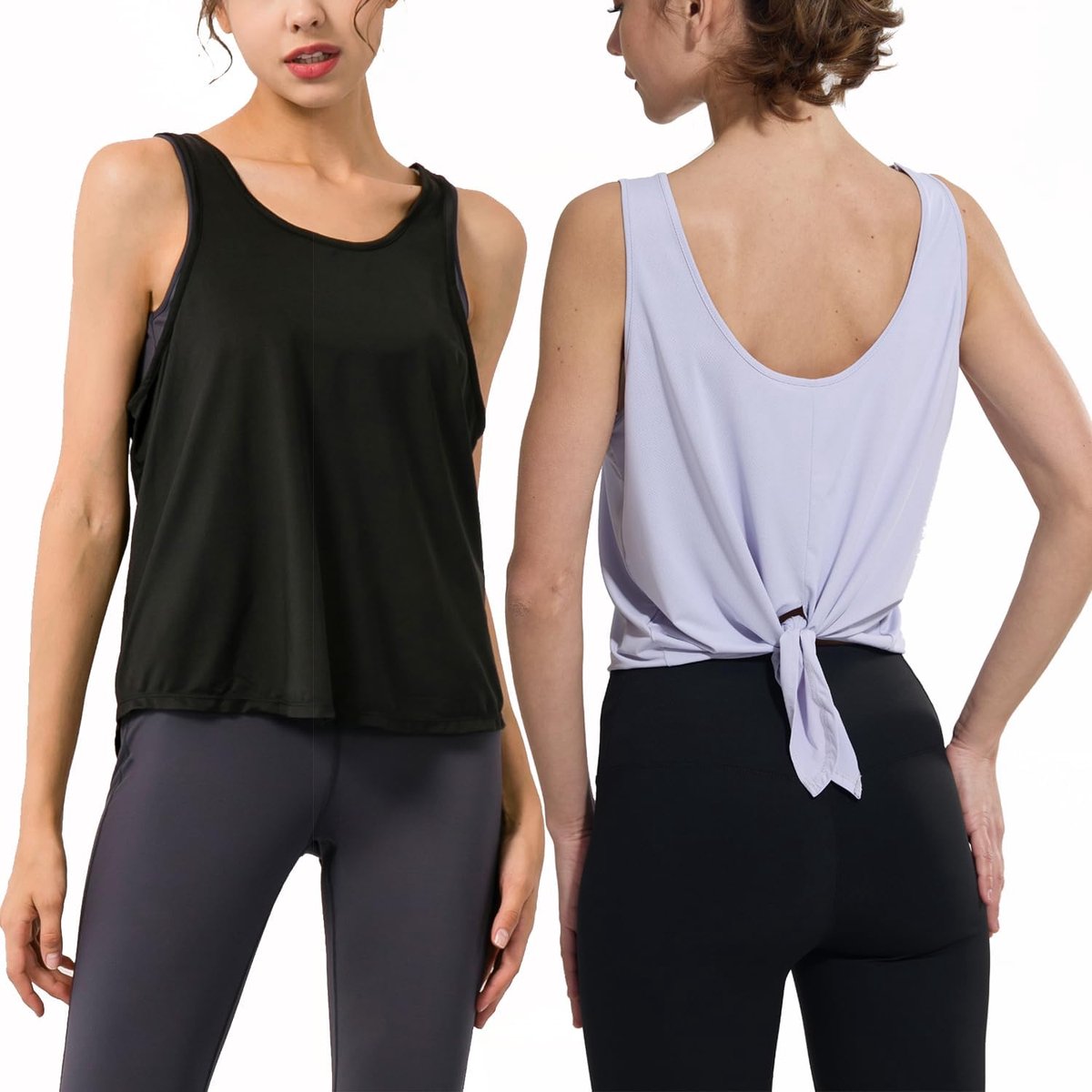 2 stuks sporttops voor dames met mesh-rug, vlinderdesign, yoga-tanktop, verkoelende sterpuntstof, fitnessshirt