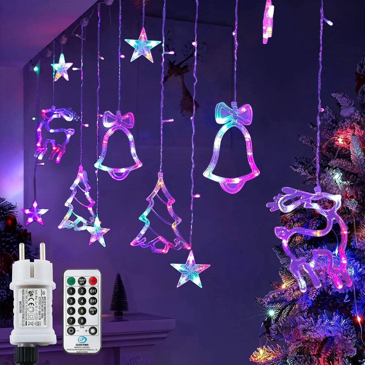 Binnen en buiten, met stekker, IP65 waterdicht, ideaal lichtsnoer voor feestjes, kinderkamer, kerstverlichting enz. (kleurrijk)