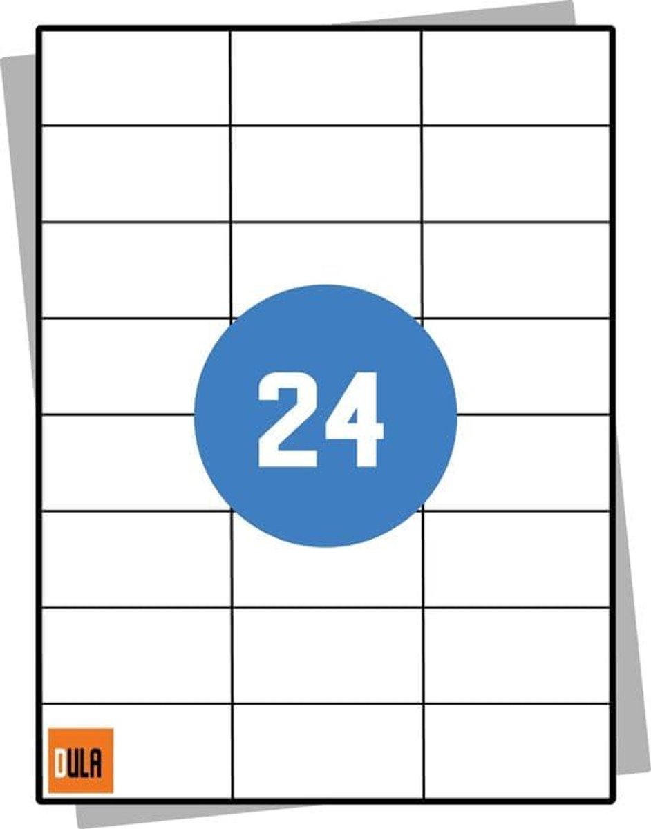 Etiketten A4 24 stickers per vel - 70 x 37 mm - 10 vel - zelfklevend - SnelShoppen
