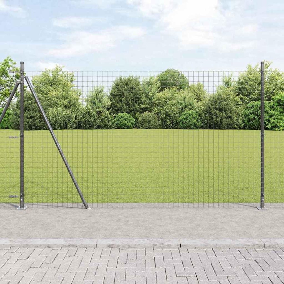 Concretebasefix Tuinhek, metaal, omheiningen, weerbestendig en gepoedercoat, stabiele inkijkbescherming voor terras, erf en tuin, grijs, 10 x 1,5 m (50 x 50 mm mesh)