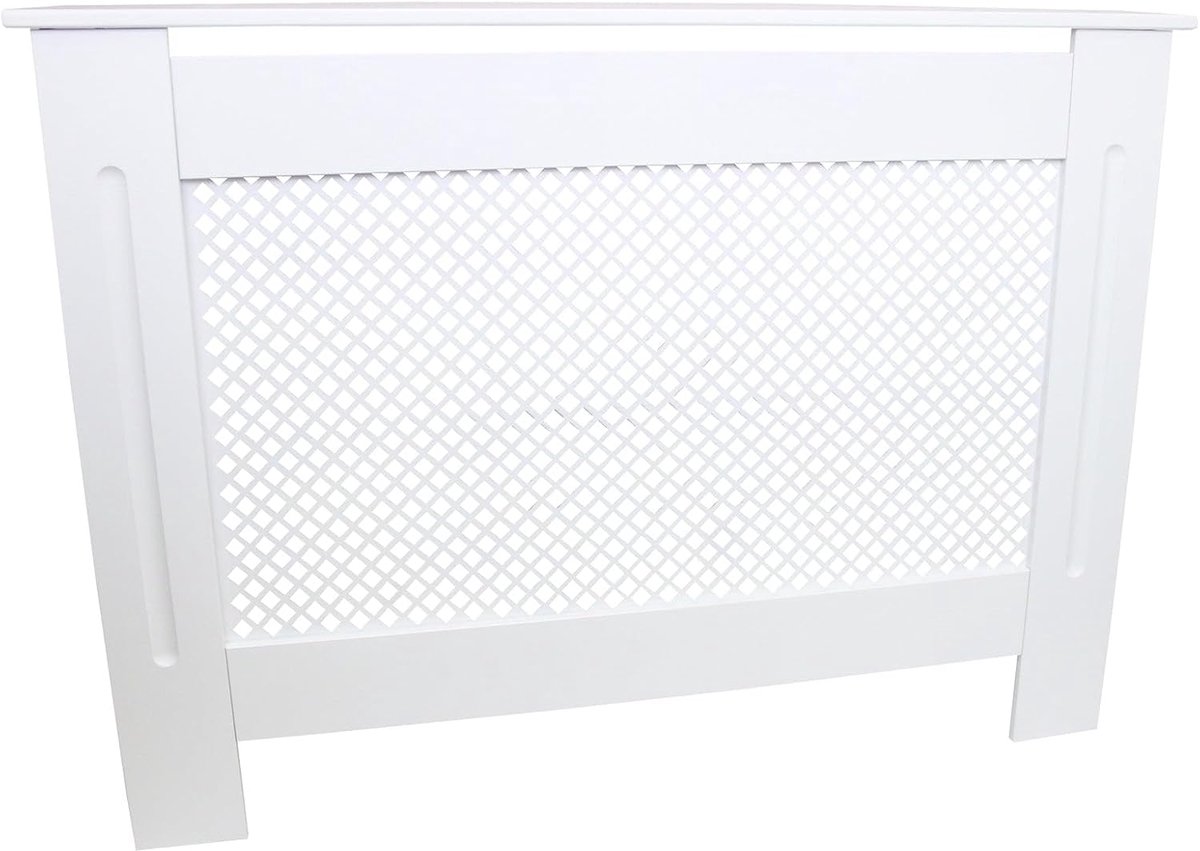 Radiatoromlijsting Medium 1115mm - Wit Geverfd MDF Hout - Trellis Design - Veilige oplossing voor radiatoren - SnelShoppen
