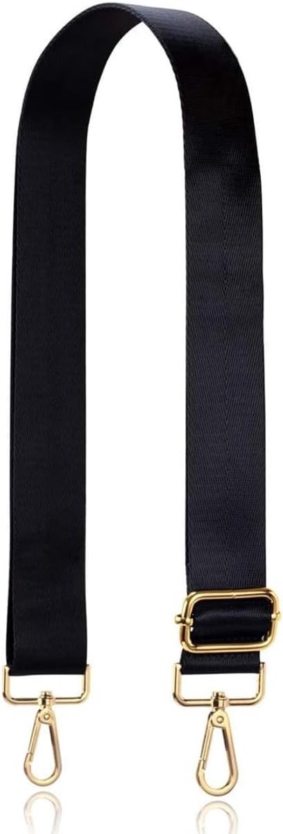 kleurrijke schouderriem voor damestassen, zwart, 80-130 cm, tasriem met gouden karabijnhaak, duurzaam, voor crossbody-tas, gitaar, moderne tassen, accessoires, 3,8 cm, 1301