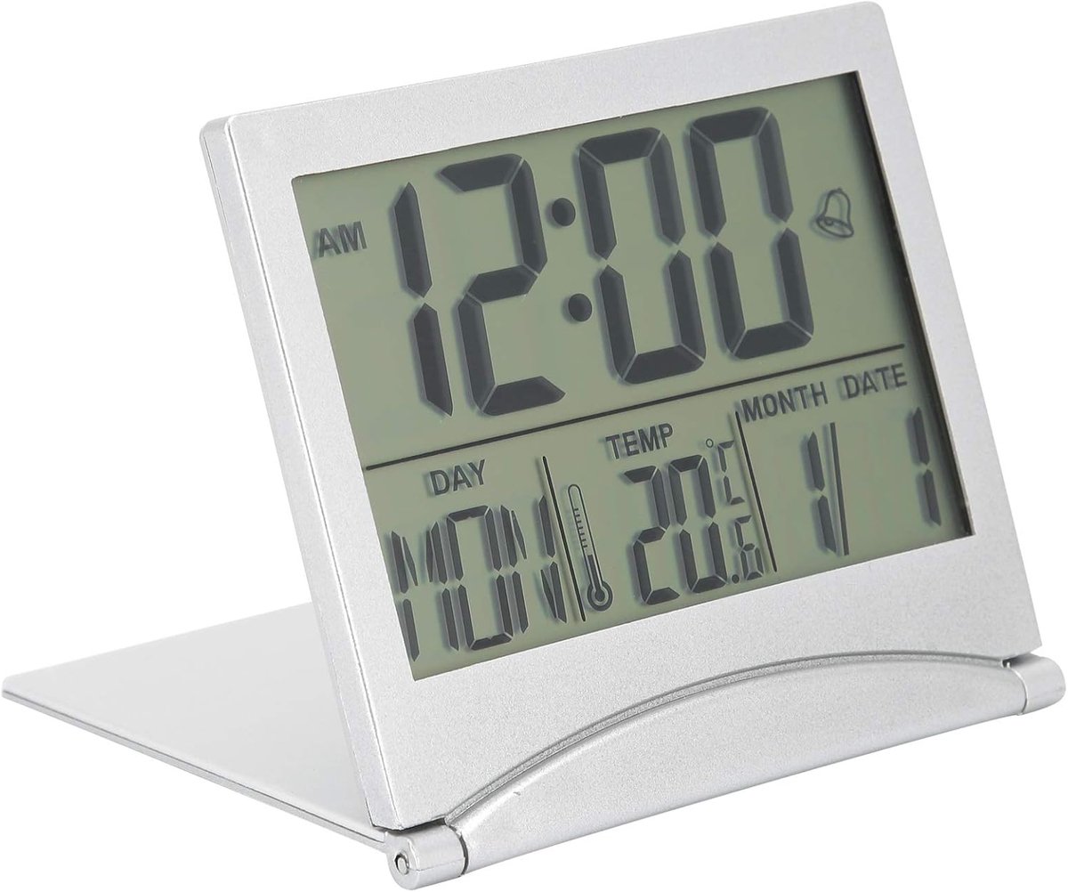 Reiswekker, opvouwbare kalender timer modus digitale wekker herhalingsfunctie dagelijks alarm verjaardagsherinneringsmodus compacte en lichte klok