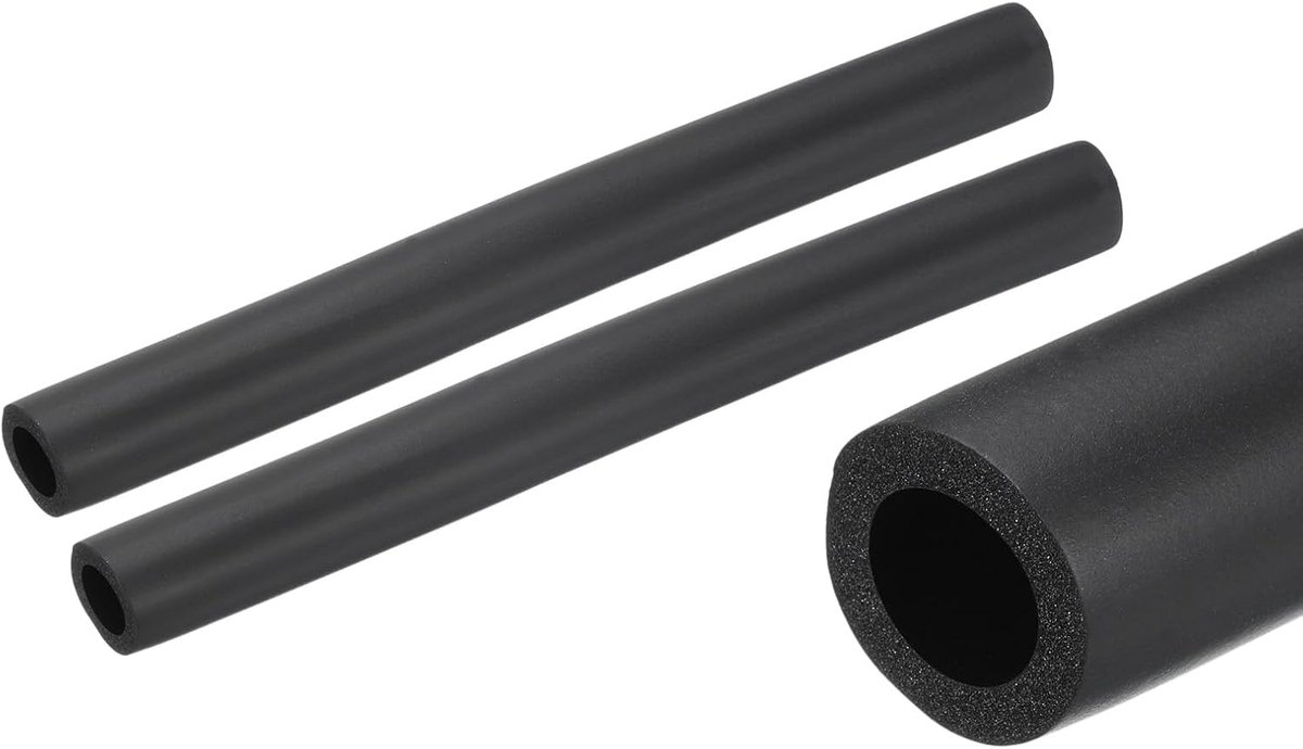 Buisisolatie voor buizen 5/8 inch (16 mm) ID, 1 inch (26 mm) OD schuimbuis voor gripsteun, 2 stuks, zwart