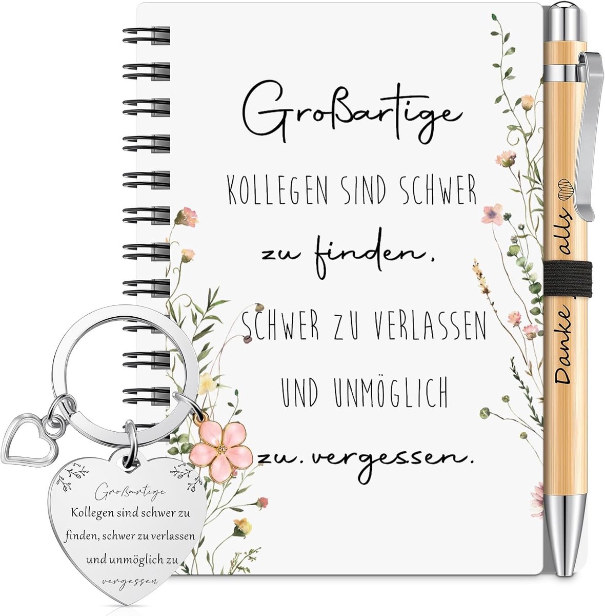 Thanksgiving-cadeaus voor collega's afscheidsgeschenken 1 spiraalschrift 1 balpen 1 sleutelhanger voor teamwisseling (geweldige collega's zijn moeilijk te vinden)