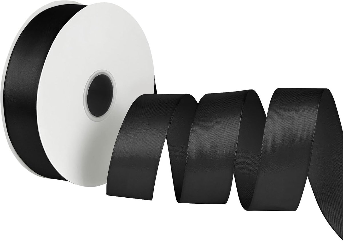 lint zwart, Dooozy 38 cm 91 m cadeaulint lint voor geschenkverpakking, kunsthandwerk, haarstrikken, boeket, decoratie
