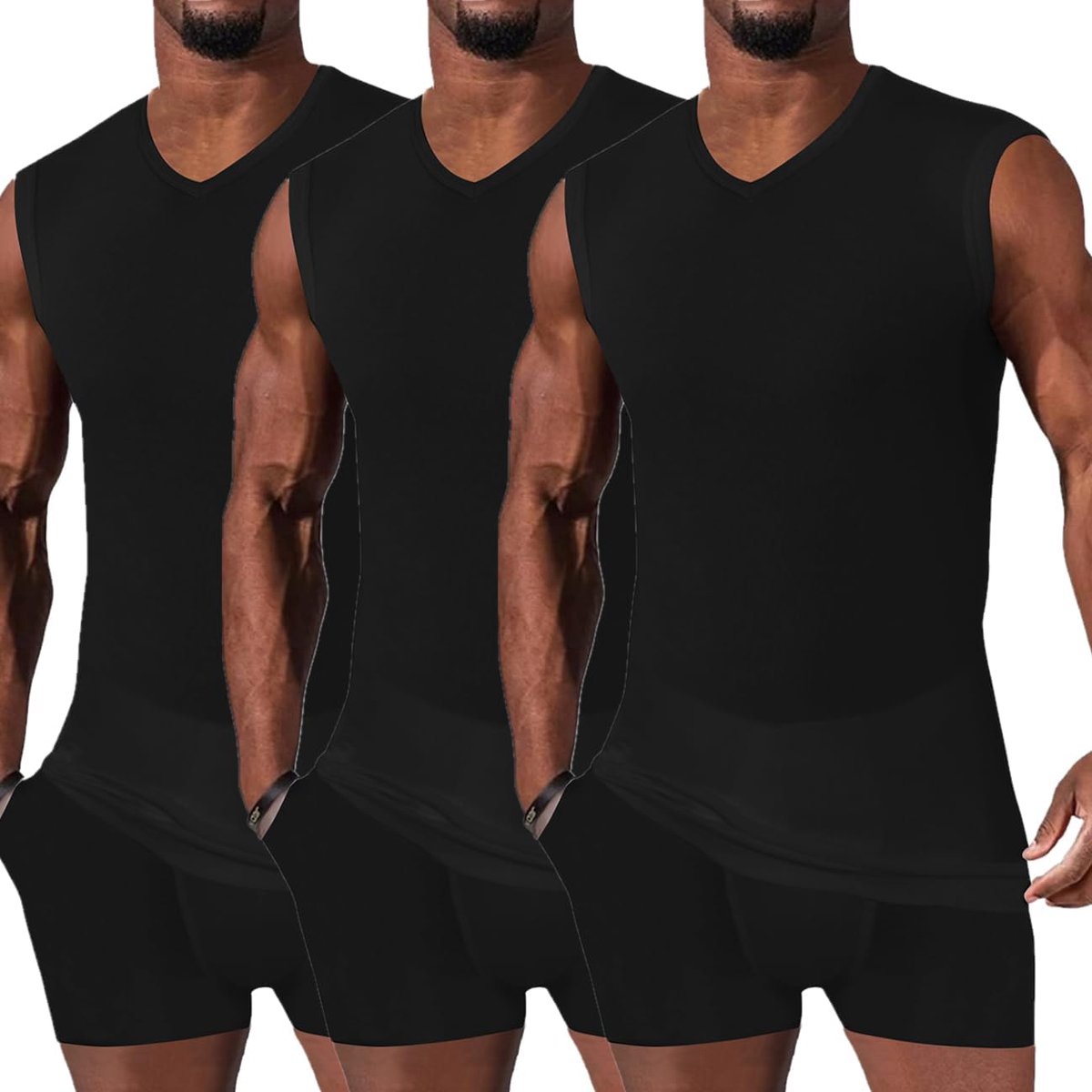 3-pack heren tanktop onderhemd met ronde hals van katoen mannen
