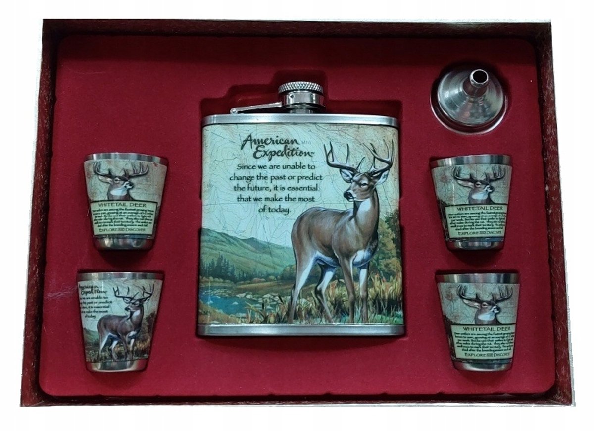 RVS Borrgel met Jachtmotief & 4 Kelkjes - 250ml
