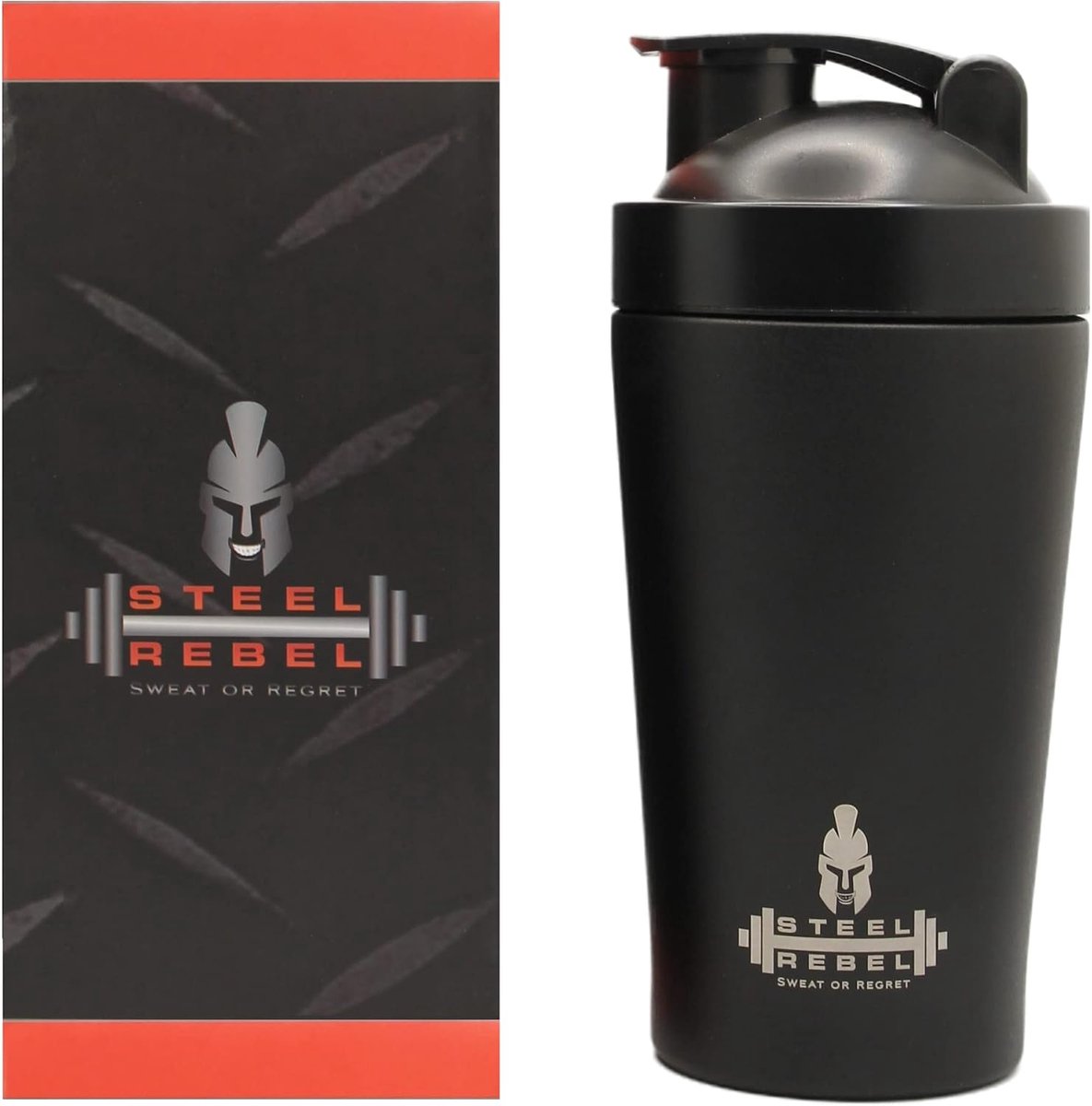 Protein shaker 700 ml - roestvrij staal - matte zwarte poedercoating - ideaal voor sport en fitness - ShopVlot