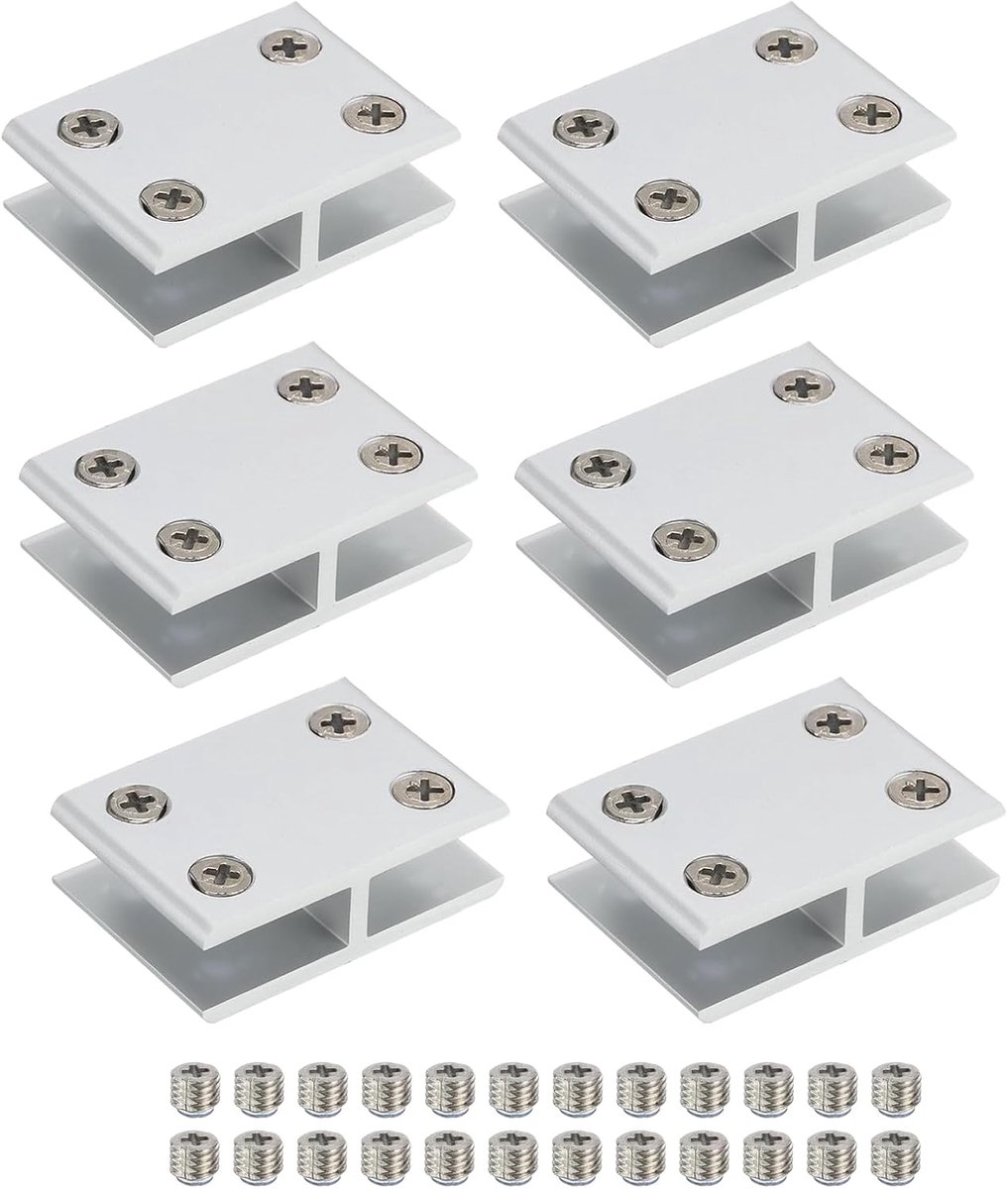 Glasklem 180 graden 10-12 mm - verstelbare aluminium klem - robuust ontwerp - ideale glazen planksteun - ShopVlot