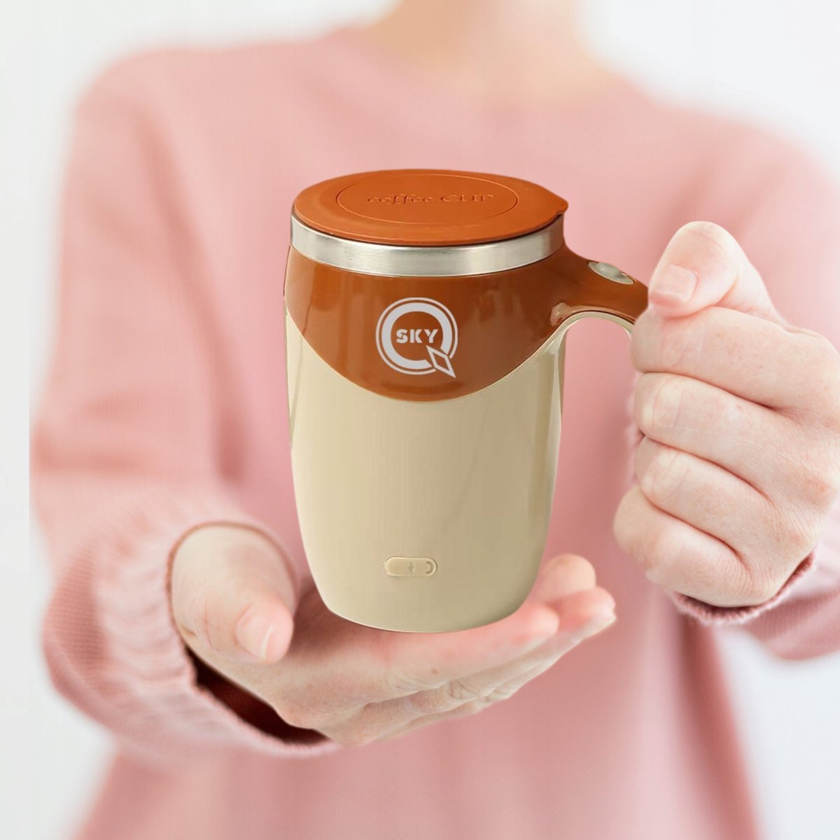 Merkloos Zelfmengende Thermobeker 380ml USB - Voor Koffieliefhebbers
