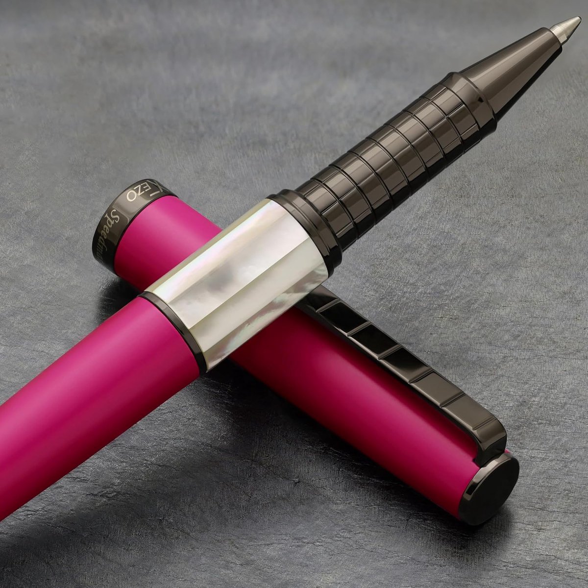 Rollerbal pen - fijne punt 0.6mm - matte cerise fuchsia - unieke design met parelmoer inleg - ShopVlot