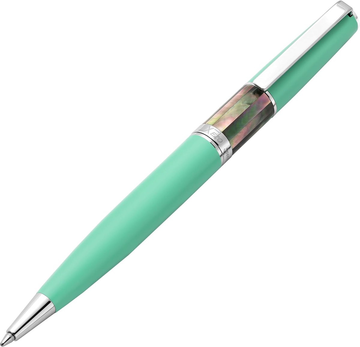Balpen medium punt - matte aqua groen - tahitiaans zwart parelmoer - unieke uitstraling - ShopVlot