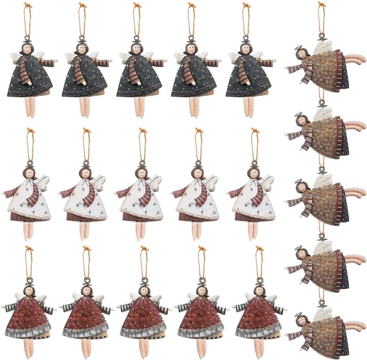 Kerstboomdecoraties engel - 20 stuks - Verschillende stijlen en kleuren - Voor een sfeervolle kerstversiering - ShopVlot