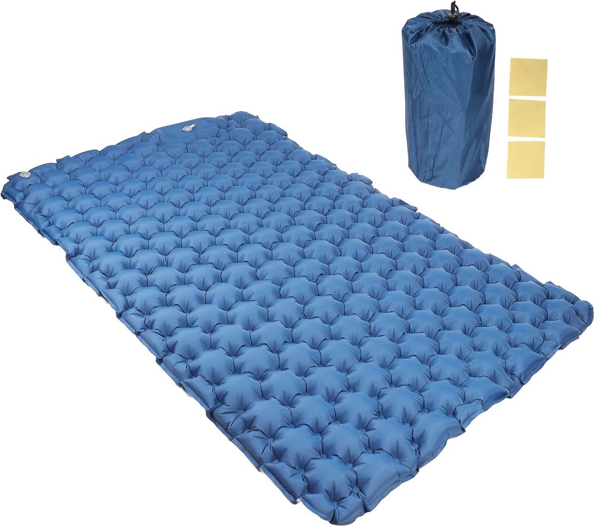 Outdoor luchtmatras - dubbel opblaasbaar - marineblauw - zacht en duurzaam voor comfortabel slapen - ShopVlot