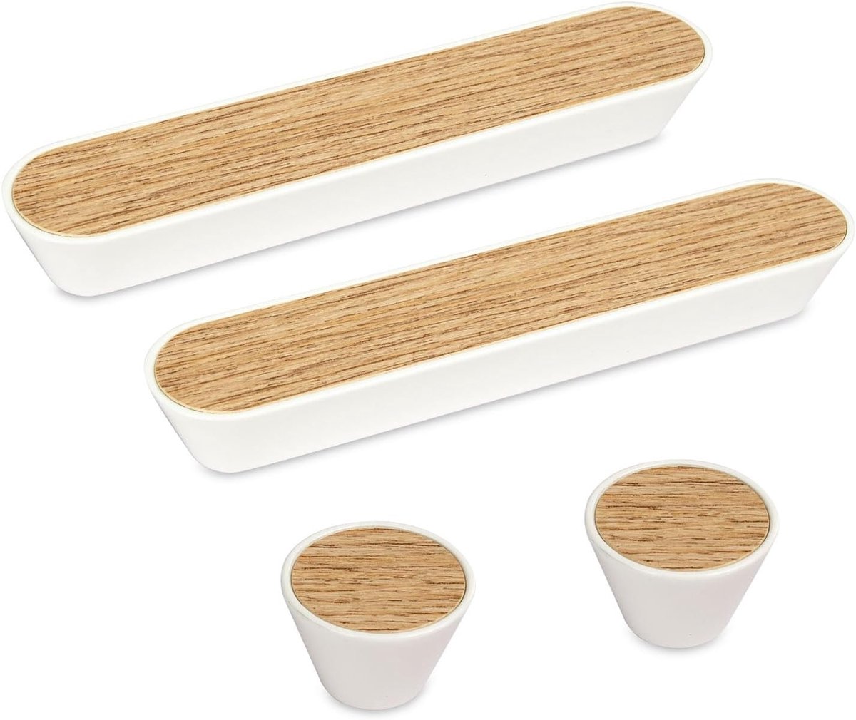 Meubelhandgrepen 28mm - Aluminium en houtlook - Enkele gaten - Voor keukenkasten en lades - ShopVlot