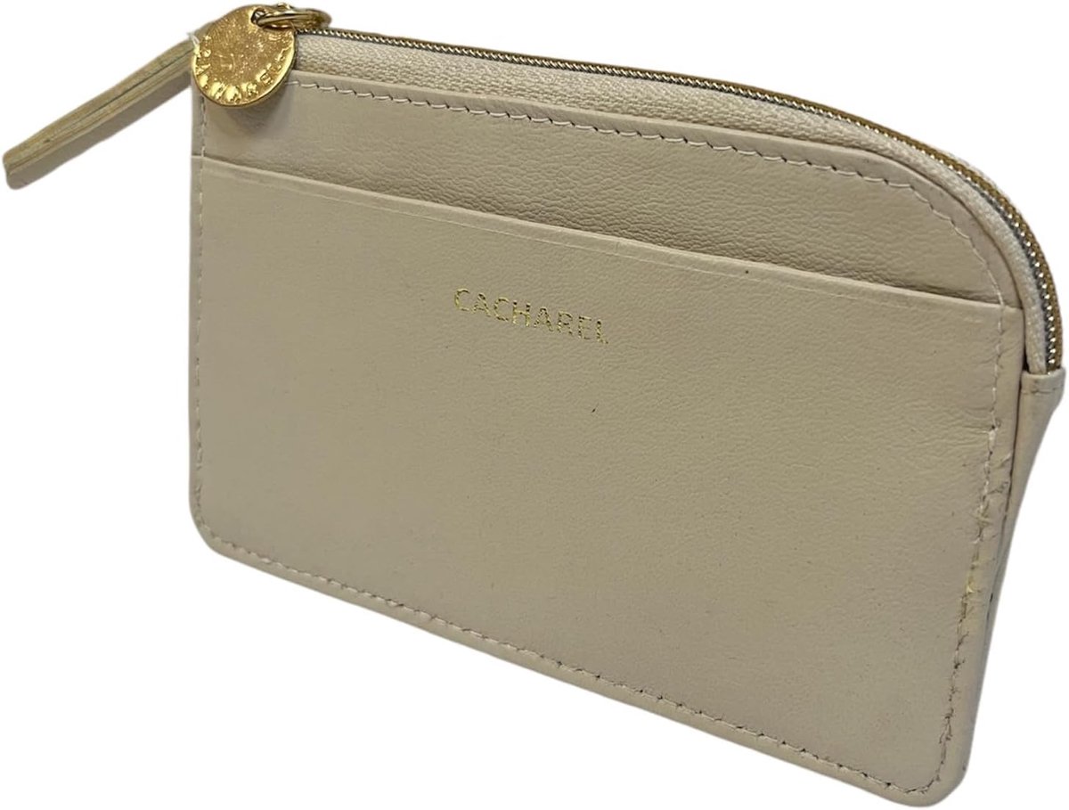 Portemonnee 12x8 cm - Beige Leer met Rits - Tijdloos Design - Ideaal voor Organisatie - ShopVlot