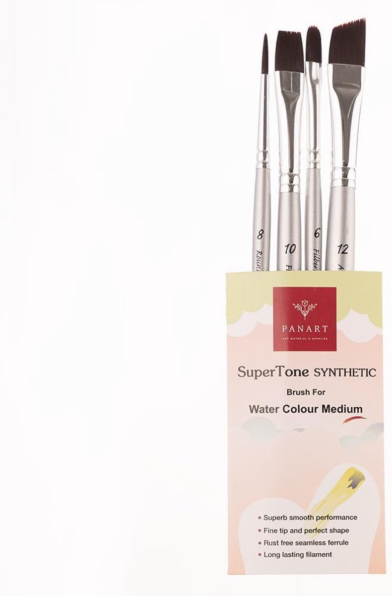 Verfkwasten set 4-delig - synthetisch - veelzijdige vormen - ideaal voor aquarel en gouache - ShopVlot