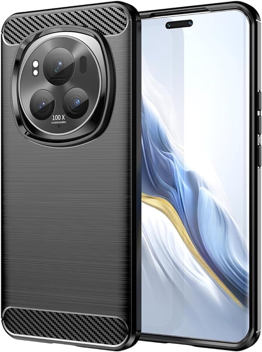 Mobiele telefoonhoes Honor Magic 6 Pro - Carbonfiber ontwerp - Flexibel en schokbestendig - Bescherming tegen vallen - ShopVlot