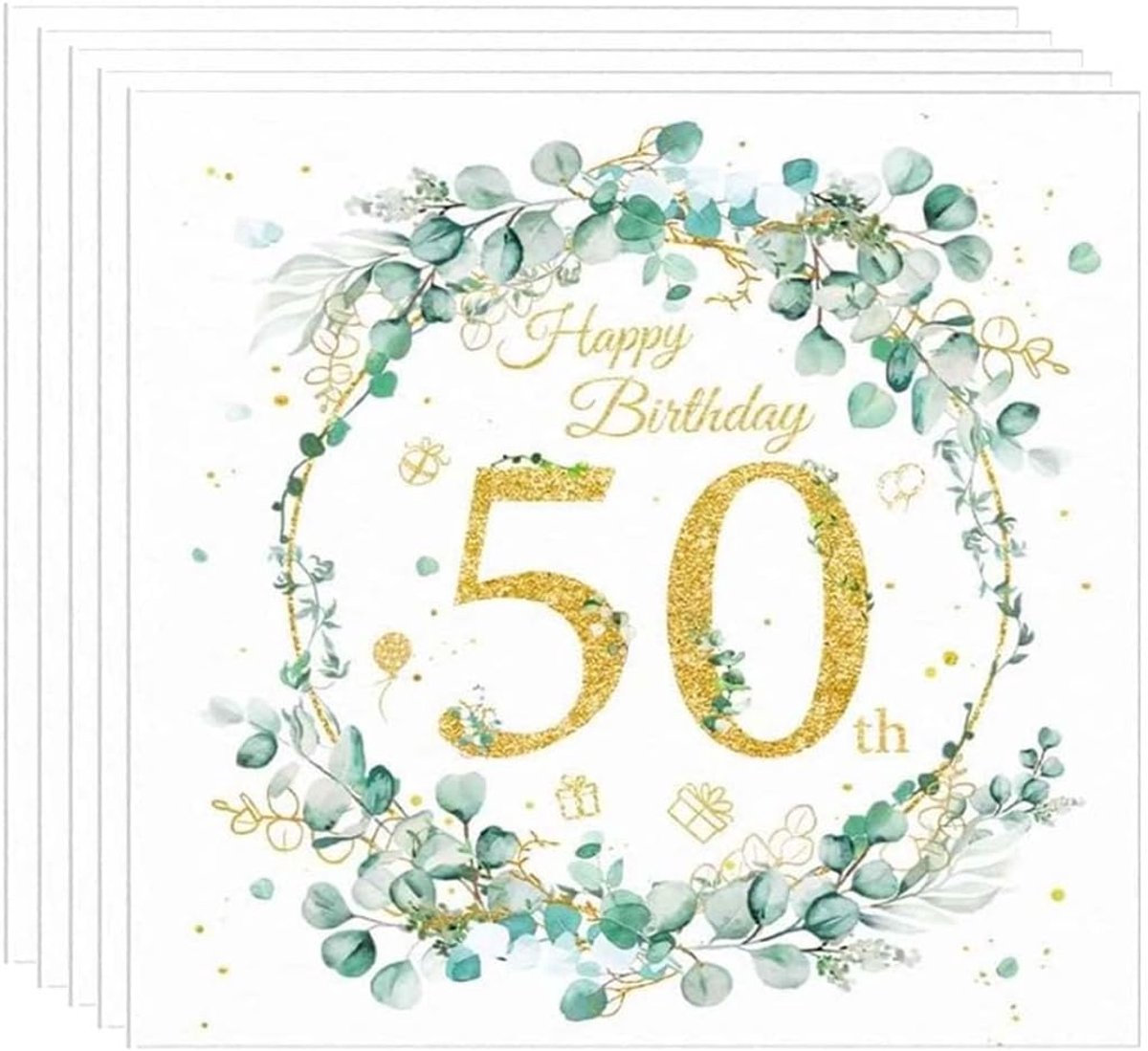 Papieren Servetten 50e Verjaardag - Eucalyptus Groen - Feestdecoratie - Perfect voor Jubilea - ShopVlot