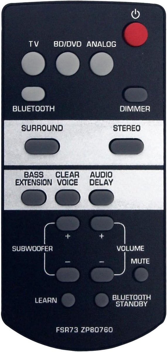 Afstandsbediening FSR73 ZP80760 - Vervangend voor Yamaha SoundBar - Gebruiksklaar en eenvoudig - ShopVlot