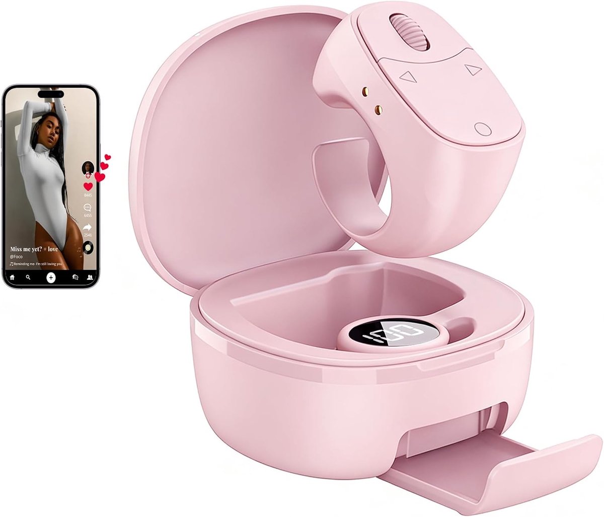 Bluetooth Scroll Ring - multifunctioneel - roze - ideaal voor video en selfies - ShopVlot