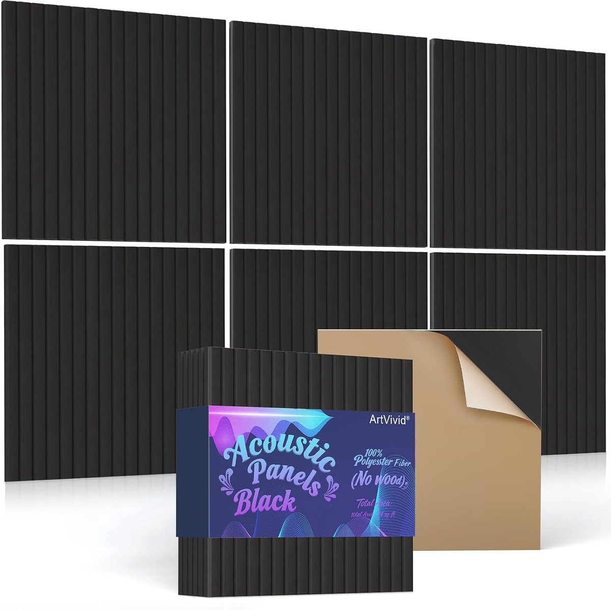 Akoestische panelen 6Pack - Zelfklevende golfplaten - Geluidsisolerend - Voor opname studio's en kantoren - ShopVlot