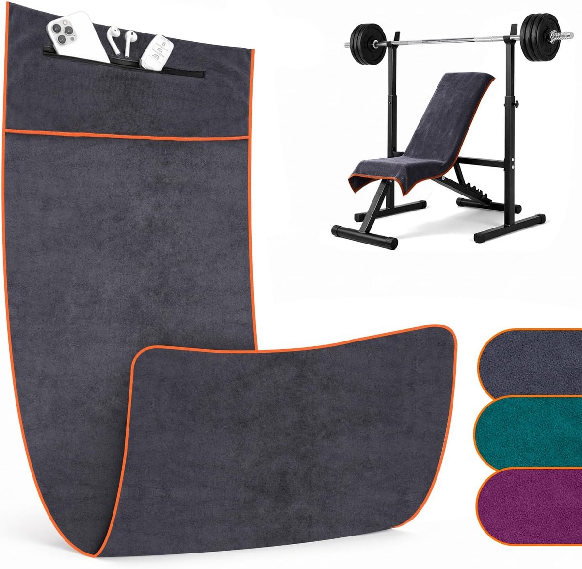 Fitnessdoek donkergrijs - sneldrogend - compact - ideaal voor sport - ShopVlot