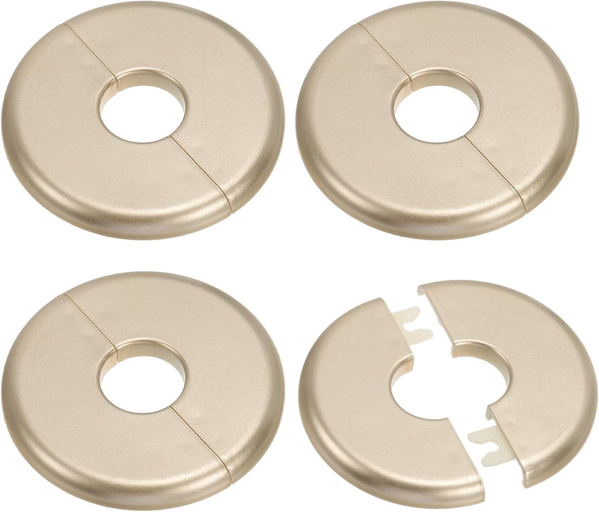 Muursplitflens 23,5mm/0,93", 4 stuks ABS ronde zelfklevende escutcheon plaatdeksel gesp voor waterpijpkraandecoratie, goud
