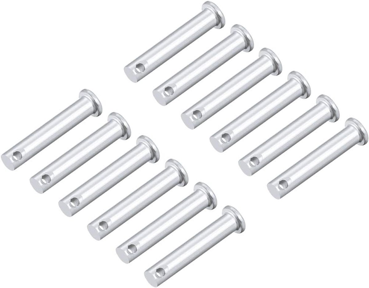 Sourcing map 12 stuks platte vorkkoppennen, verzinking massief staal, 8 mm x 40 mm