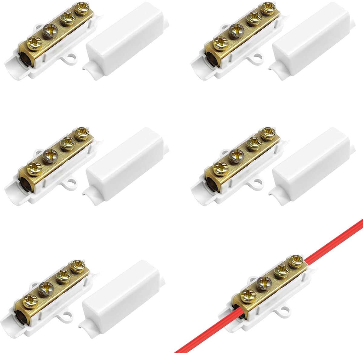 5 stuks kabelverbinders draad voor 2,5 tot 16 mm² klemblok met dubbele schroeven kabelconnector 1000 V 100 A messing geleiders ABS