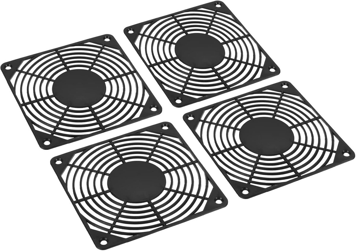 4 stuks ventilatorfilters ventilatorrooster ABS kunststof 120 mm voor fans knutselen zwart