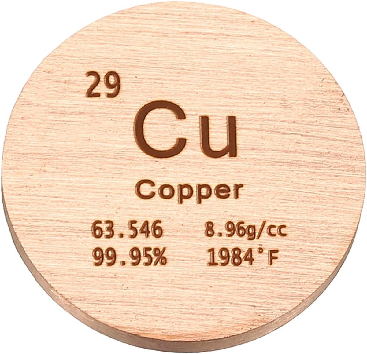 Koperen schijf, 0,75 inch Cu Dichtheid Cirkelplaten Hoge Dichtheid Element Cube Unieke Metalen Periodiek Systeem voor Collecties Lab Experiment Chemie Leraar Wetenschappelijk