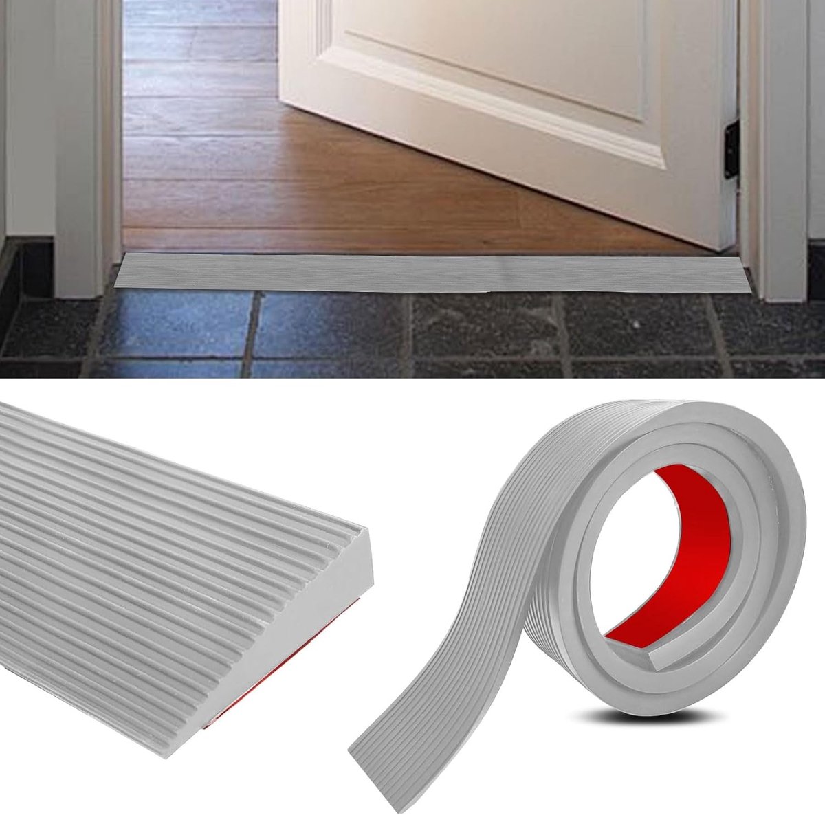 Oprijplaat voor gehandicapten, 100 cm x 8 cm x 3 cm, zelfklevend, motorhelling, geschikt voor kinderwagens, rolstoelen of scooters, grijs, hoogte 3 cm