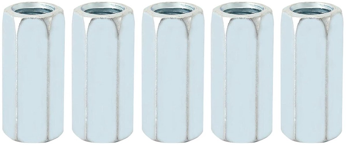 5st Lange Staaf Koppeling Zeskantmoer Connector Verzinkt Schroefdraad Bevestigingsmiddelen M12 x 40(15)