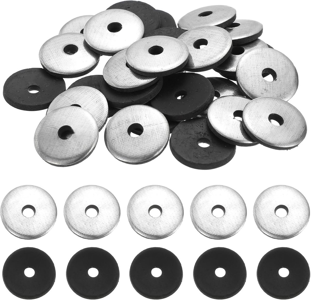 110 stuks koolstofstalen afdichtringen met EPDM-afdichting, #12 x 1 inch neopreen kussenring voor schroeven bouten machines (M5,5 x 25 mm)