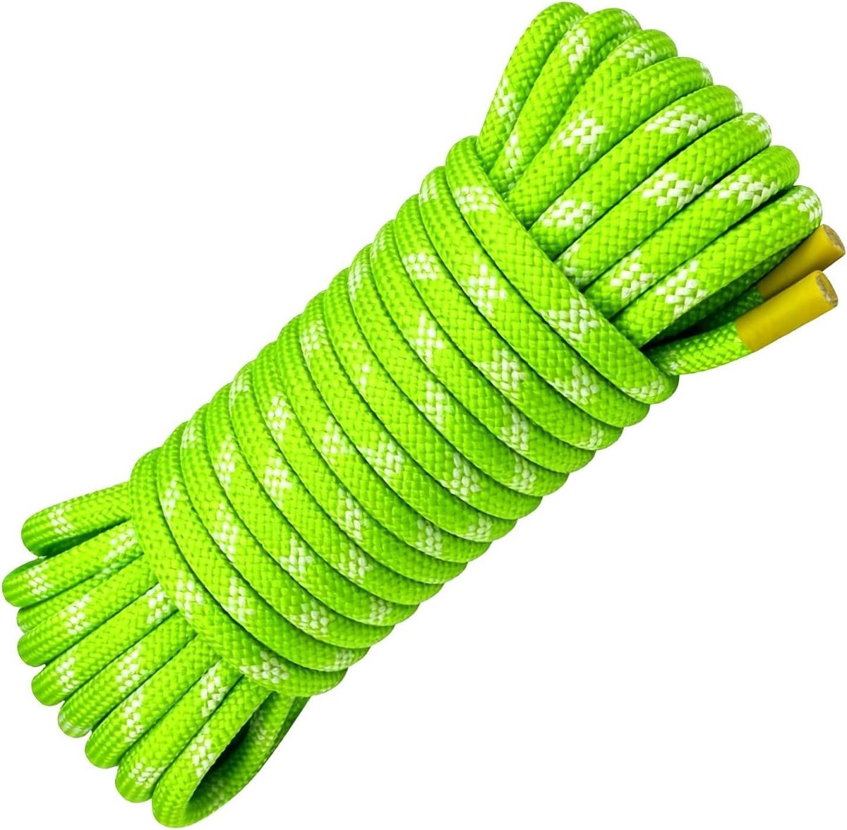 30m Statisch Klimtouw 12mm voor Buitensportactiviteiten, UIAA | hoogsterkte nylon, slijtvast en uv‑bestendig, fluorescerend groen, voor kamperen en noodsituaties