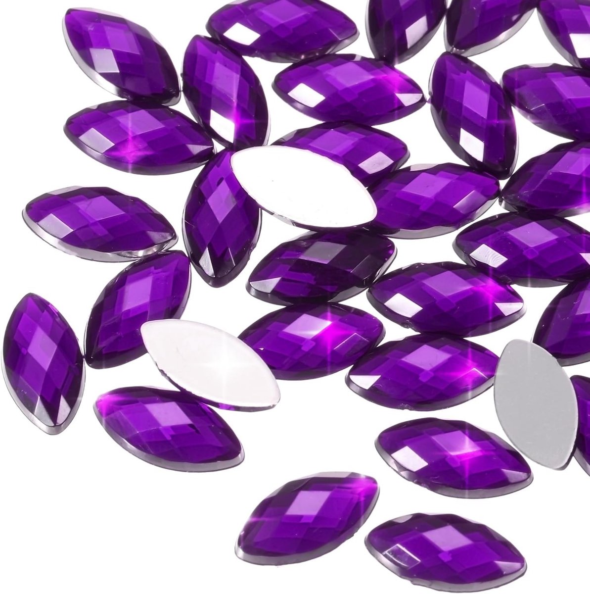 100 stuks strass-steentjes acryl paardenoog 6 x 12 mm platte achterkant voor doe-het-zelf kralen bruiloft feest make-up sieraden (rood paars)