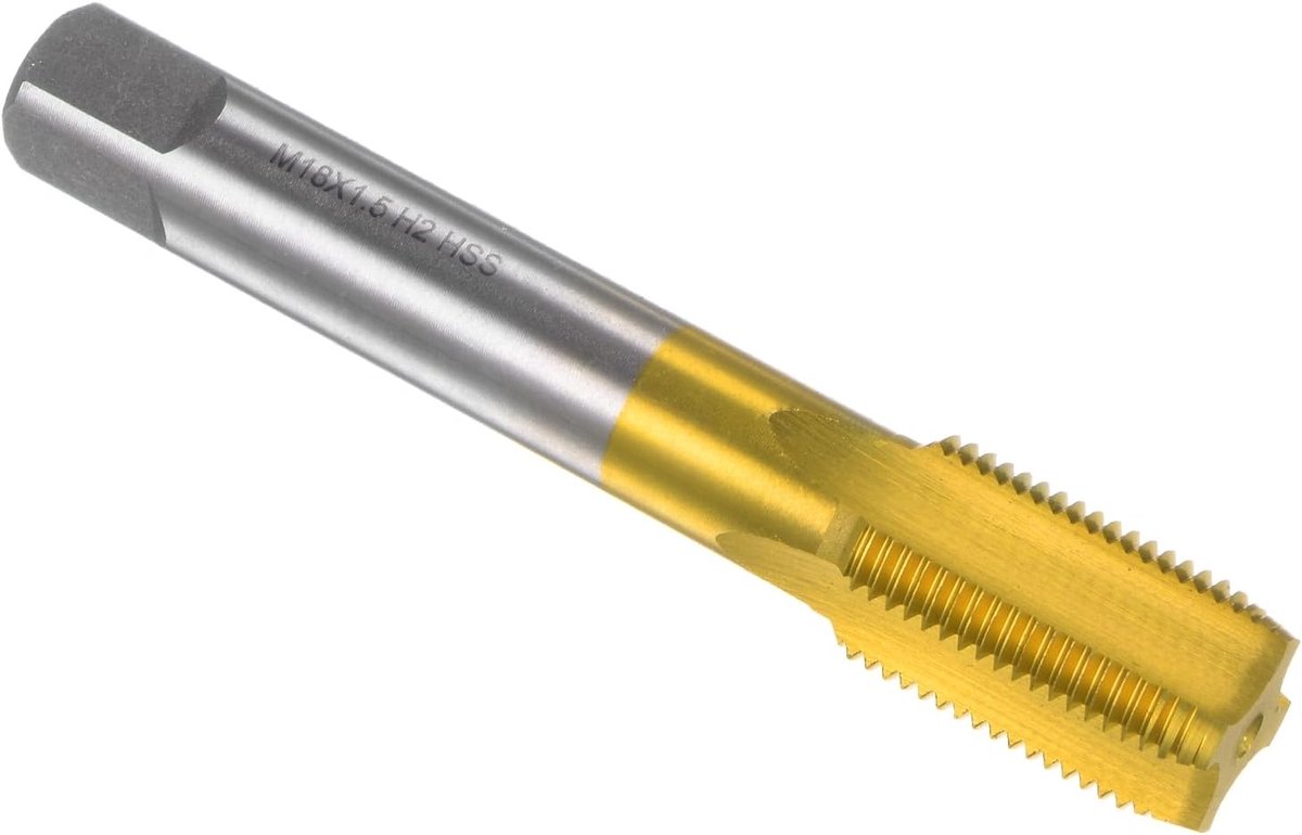 Metrische schroefdraadfreesmachine, schroefdraadboor M18 x 1,5 H2 titanium coating (Ti-coating) hoge snelheid staal 4 rechte moeren schroef schroefdraad schroefdraadboor gereedschap