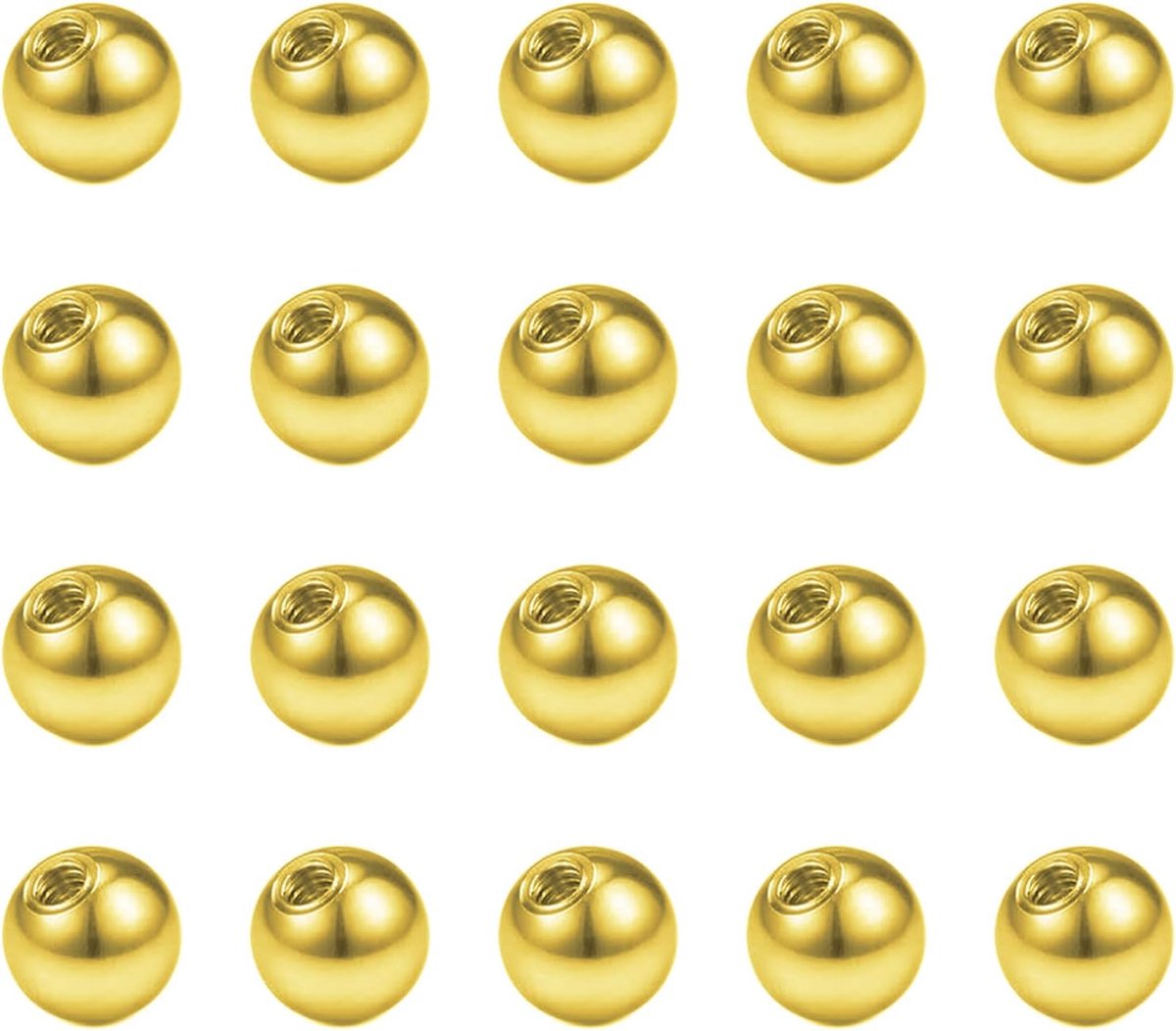 20Pcs Piercing Schroef Ballen 16G Goud Rvs Vervanging Ballen 3mm 4mm 5mm 6mm Voor Lip Labret Septum Wenkbrauw Helix Piercing