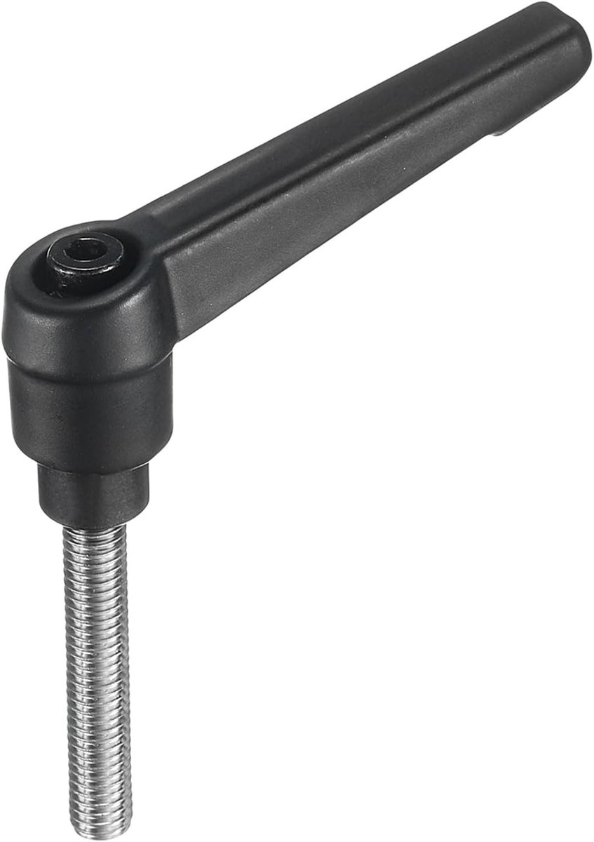 Verstelbare spanhendelgreep M6 x 35 mm metrisch 304 roestvrij staal mannelijke schroefdraadpen handknoppen drukknop rateldraaigreep bouten met vergrendelingshendel zwart