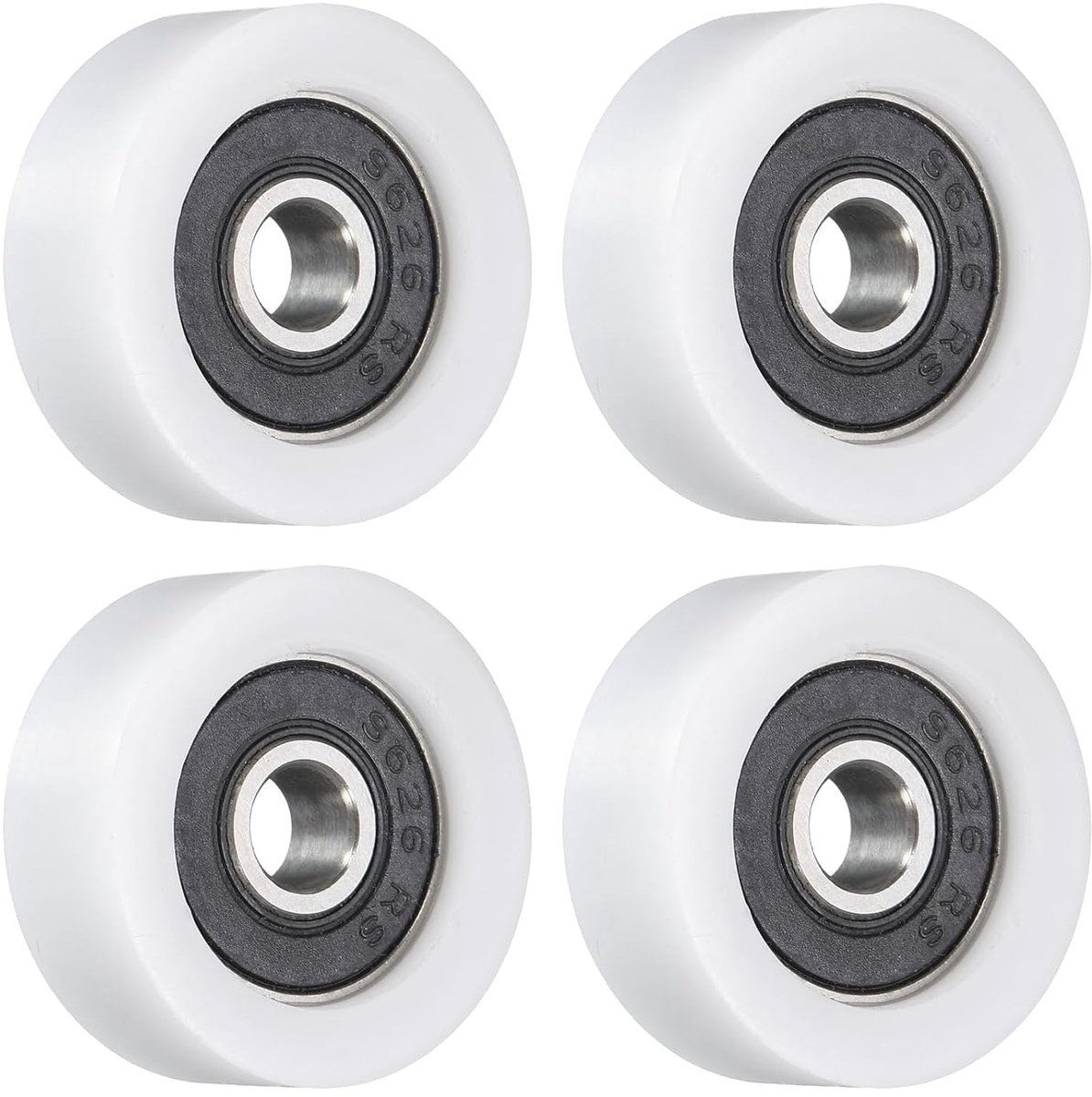 Rollen-Idler-Lagerrolle 6x26x10mm, Transportrol-Looprol Vlakrol met 626RS-lager voor meubelhardware-accessoires (Wit)