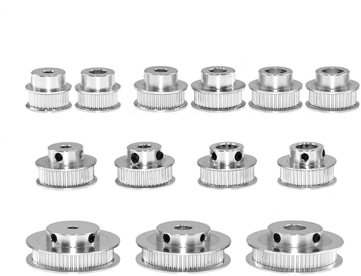 1 stuks GT2 aluminium tandriemwiel, tandwiel 40 tandwielboring 5 mm 6,35 mm 8 mm 10 mm 12 mm aluminium tandwiel tandbreedte bandbreedte 6 mm voor 3D-printer Reprap (40 tanden binnengat 12 mm)