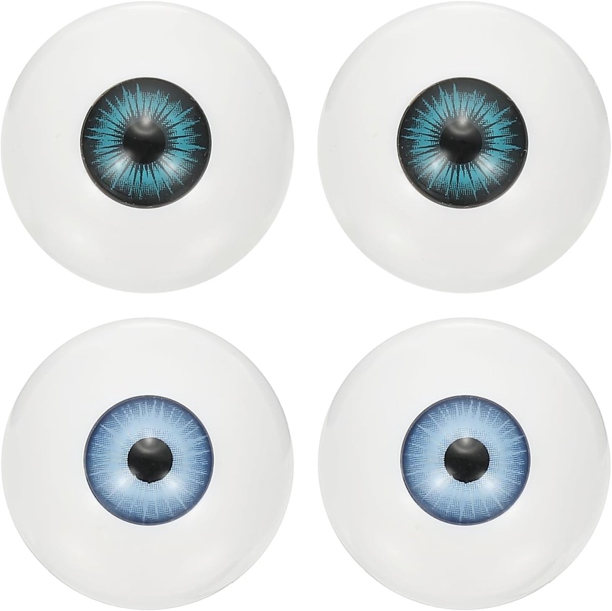 30 mm poppenogen, 4 stuks realistische acryl ogen plastic halve oogballen voor poppen maskers Halloween rekwisieten kunst ambacht, lichtblauw/donkerblauw